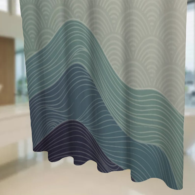 Waterproof Japanese Art Wave Shower Curtain