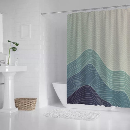 Waterproof Japanese Art Wave Shower Curtain