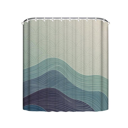 Waterproof Japanese Art Wave Shower Curtain