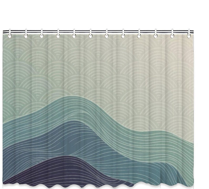 Waterproof Japanese Art Wave Shower Curtain